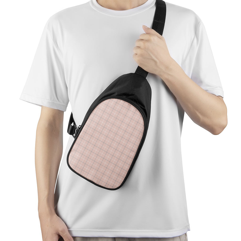 Pastel Pink Tattersall Pattern Print Chest Bag