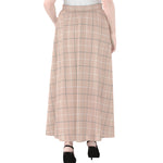 Pastel Pink Tattersall Pattern Print Chiffon Maxi Skirt