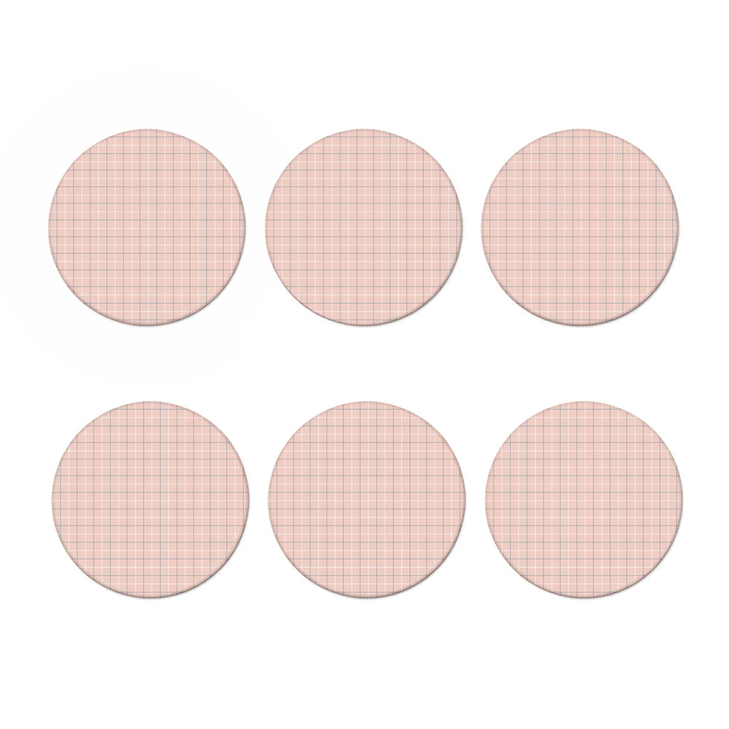 Pastel Pink Tattersall Pattern Print Coaster Set