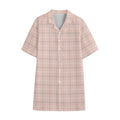 Pastel Pink Tattersall Pattern Print Cotton Hawaiian Shirt