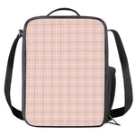 Pastel Pink Tattersall Pattern Print Crossbody Lunch Bag
