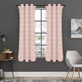 Pastel Pink Tattersall Pattern Print Grommet Curtain Panels