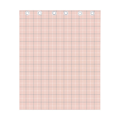 Pastel Pink Tattersall Pattern Print Curtain