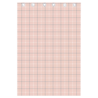 Pastel Pink Tattersall Pattern Print Curtain