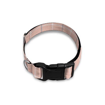 Pastel Pink Tattersall Pattern Print Dog Collar