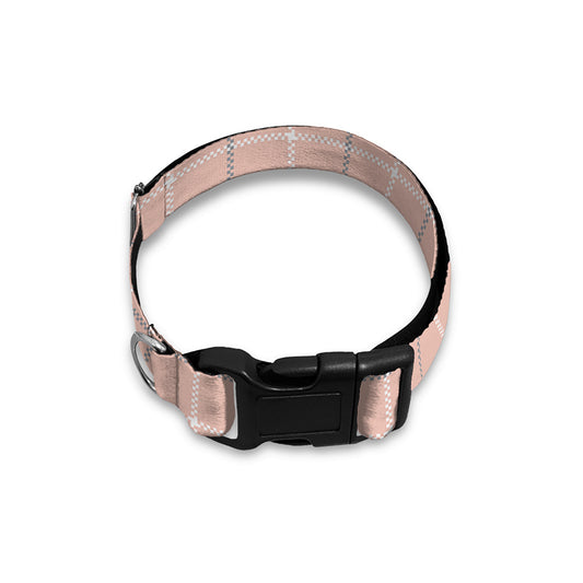 Pastel Pink Tattersall Pattern Print Dog Collar