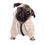 Pastel Pink Tattersall Pattern Print Dog Zip Up Hoodie