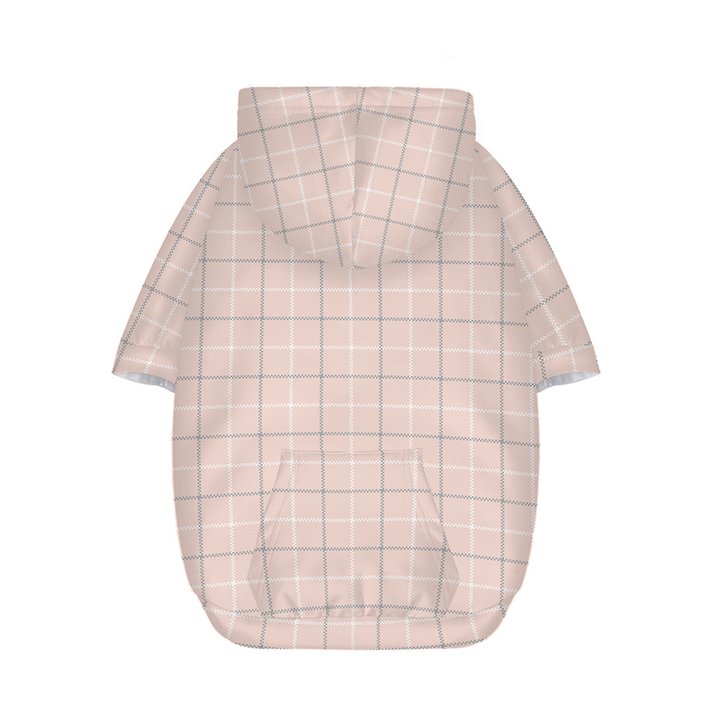 Pastel Pink Tattersall Pattern Print Dog Zip Up Hoodie