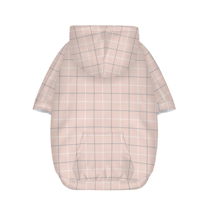 Pastel Pink Tattersall Pattern Print Dog Zip Up Hoodie