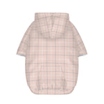 Pastel Pink Tattersall Pattern Print Dog Zip Up Hoodie
