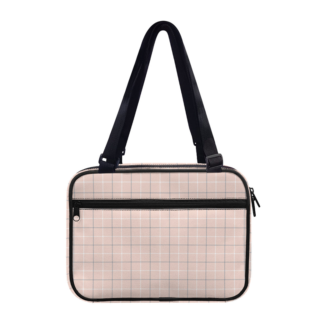 Pastel Pink Tattersall Pattern Print Double Strap Bible Bag