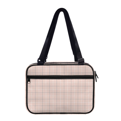 Pastel Pink Tattersall Pattern Print Double Strap Bible Bag