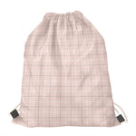 Pastel Pink Tattersall Pattern Print Drawstring Bag