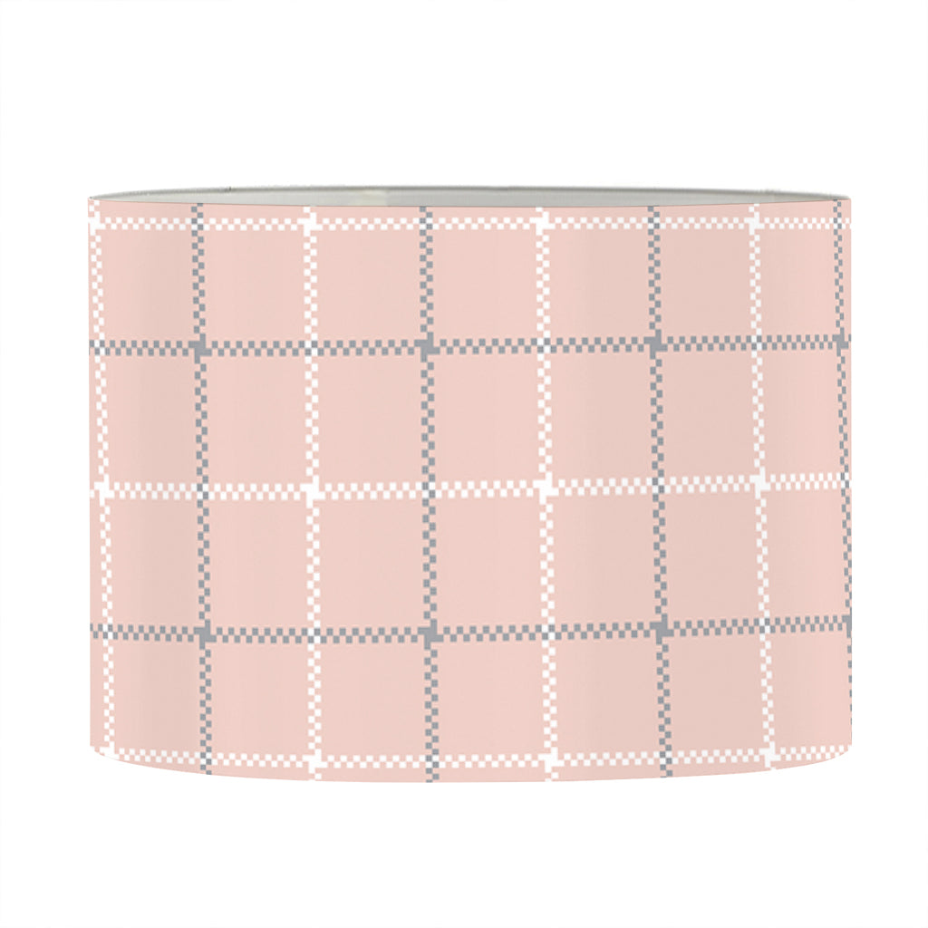 Pastel Pink Tattersall Pattern Print Drum Lamp Shade