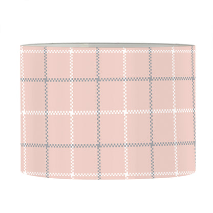 Pastel Pink Tattersall Pattern Print Drum Lamp Shade