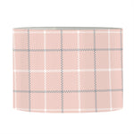 Pastel Pink Tattersall Pattern Print Drum Lamp Shade
