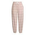 Pastel Pink Tattersall Pattern Print Fleece Lined Knit Pants