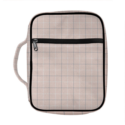 Pastel Pink Tattersall Pattern Print Front Pocket Bible Bag