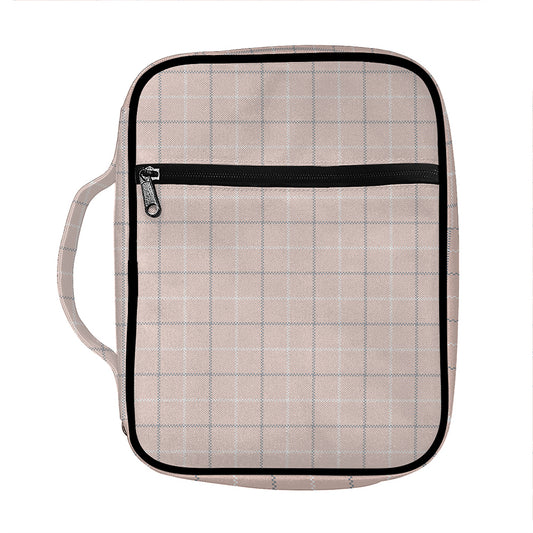 Pastel Pink Tattersall Pattern Print Front Pocket Bible Bag