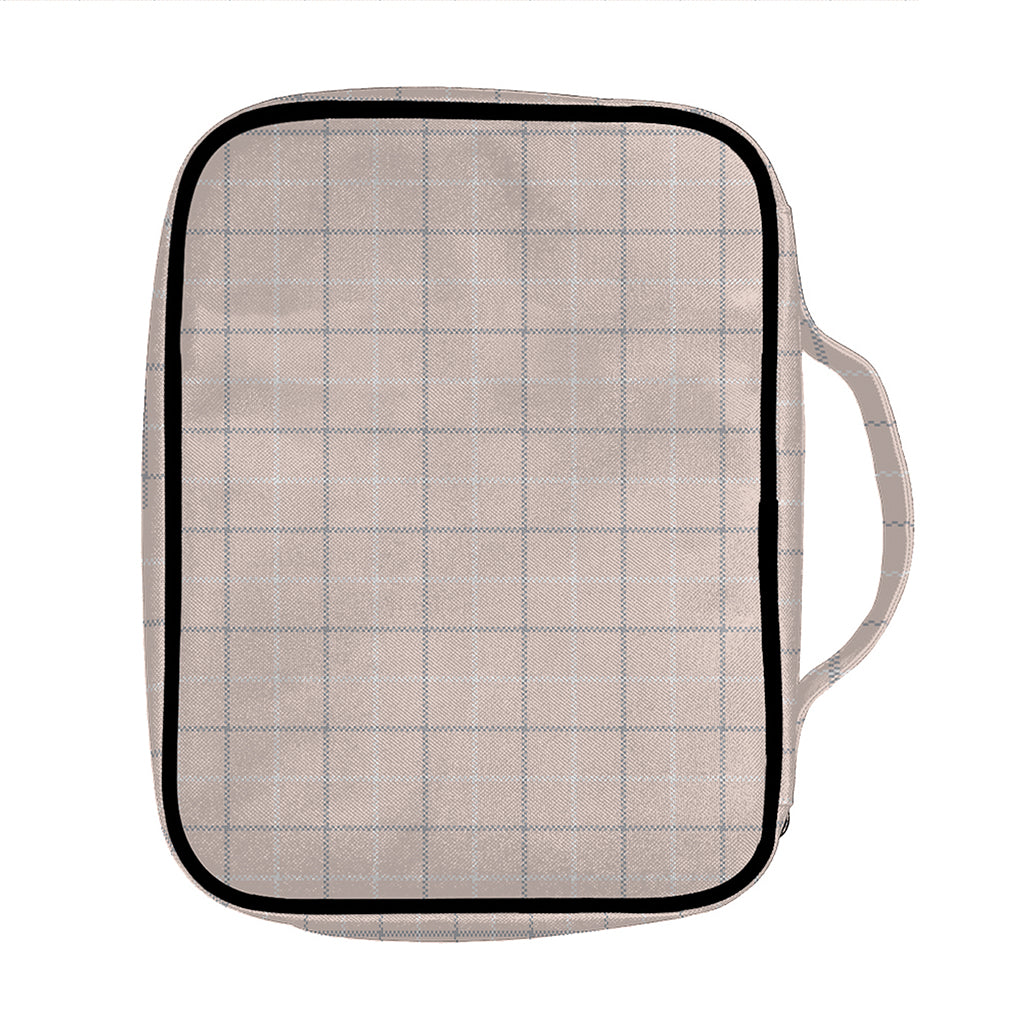 Pastel Pink Tattersall Pattern Print Front Pocket Bible Bag