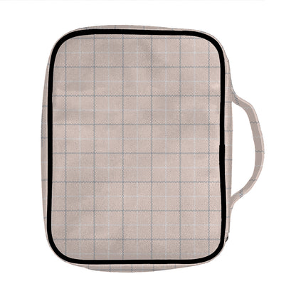 Pastel Pink Tattersall Pattern Print Front Pocket Bible Bag