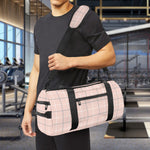 Pastel Pink Tattersall Pattern Print Gym Bag