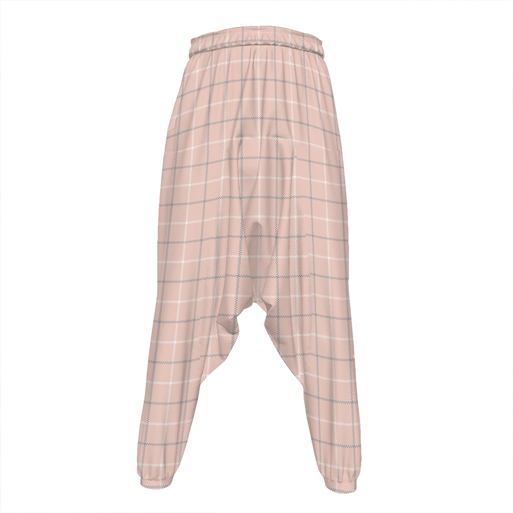 Pastel Pink Tattersall Pattern Print Hammer Pants