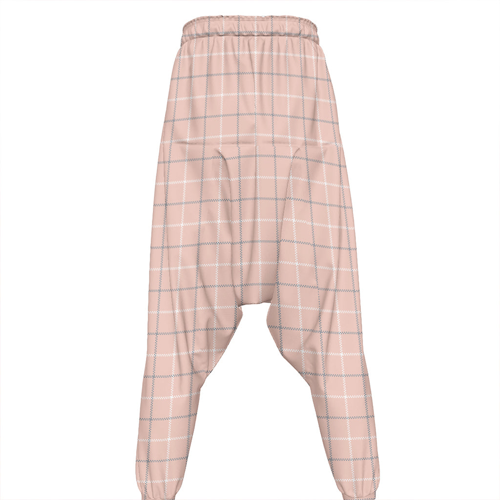 Pastel Pink Tattersall Pattern Print Hammer Pants