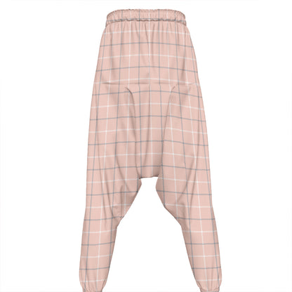 Pastel Pink Tattersall Pattern Print Hammer Pants