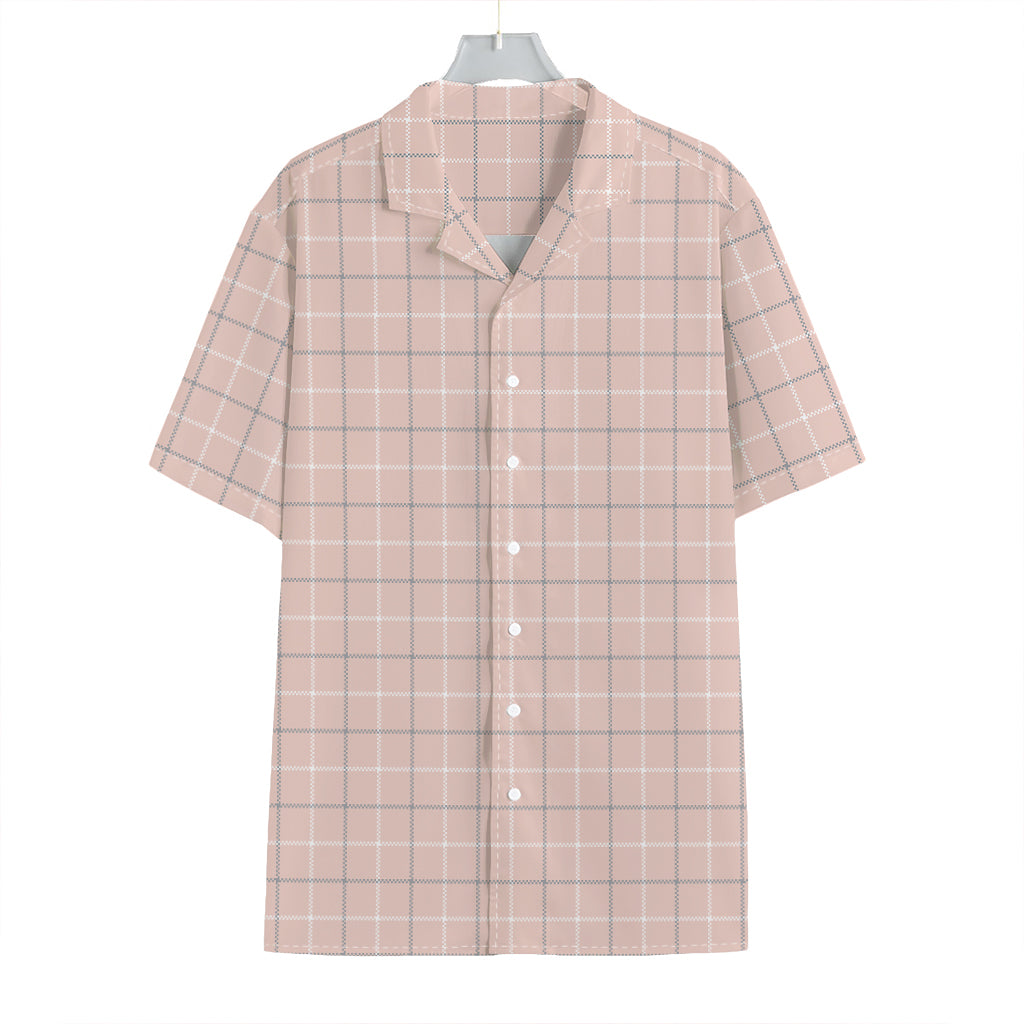 Pastel Pink Tattersall Pattern Print Hawaiian Shirt