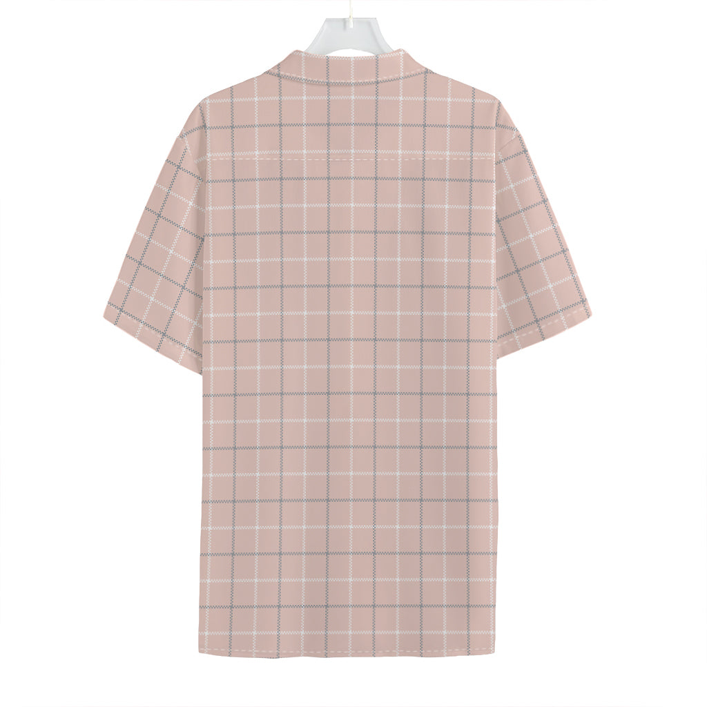 Pastel Pink Tattersall Pattern Print Hawaiian Shirt