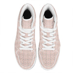 Pastel Pink Tattersall Pattern Print High Top Leather Sneakers