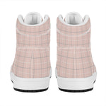 Pastel Pink Tattersall Pattern Print High Top Leather Sneakers