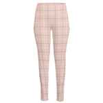 Pastel Pink Tattersall Pattern Print High-Waisted Pocket Leggings