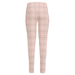Pastel Pink Tattersall Pattern Print High-Waisted Pocket Leggings
