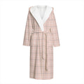 Pastel Pink Tattersall Pattern Print Hooded Bathrobe