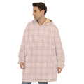 Pastel Pink Tattersall Pattern Print Hoodie Blanket