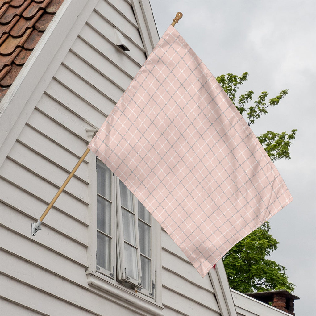 Pastel Pink Tattersall Pattern Print House Flag