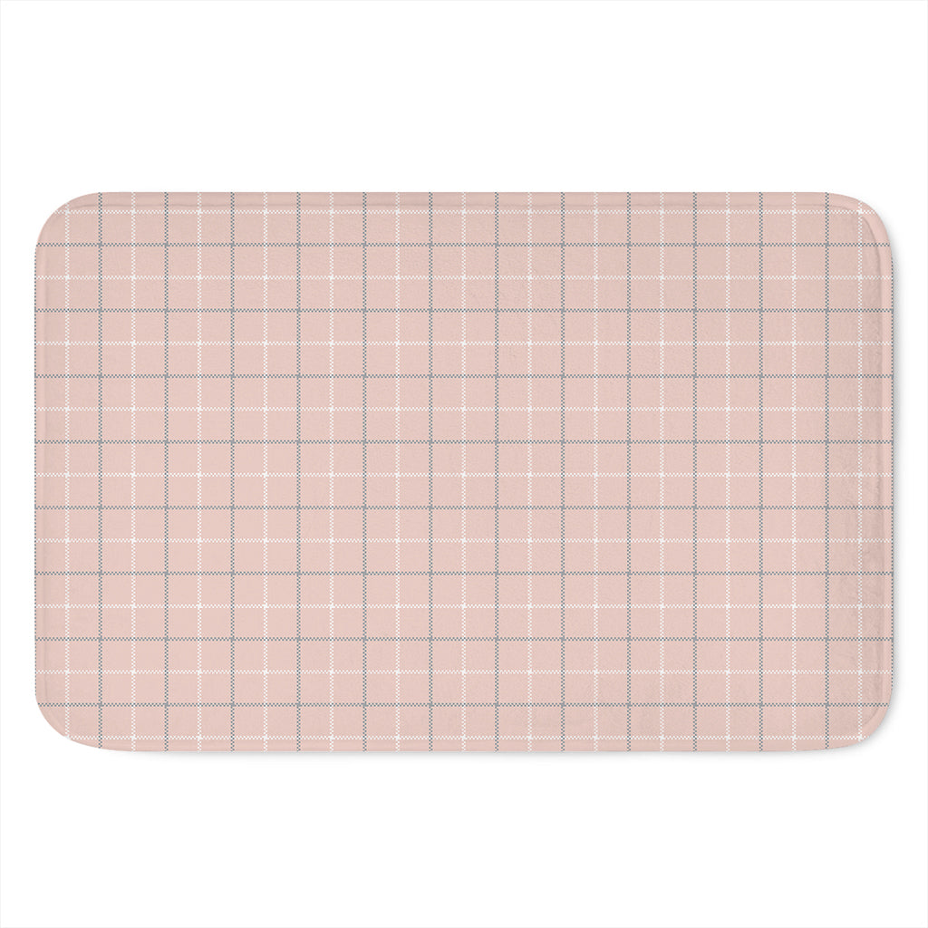 Pastel Pink Tattersall Pattern Print Indoor Door Mat