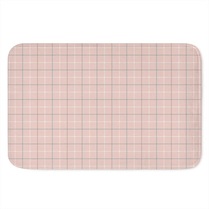 Pastel Pink Tattersall Pattern Print Indoor Door Mat