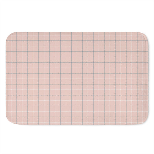 Pastel Pink Tattersall Pattern Print Indoor Door Mat