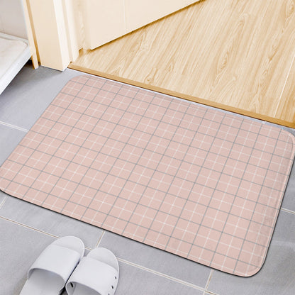 Pastel Pink Tattersall Pattern Print Indoor Door Mat