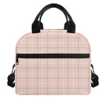 Pastel Pink Tattersall Pattern Print Insulated Lunch Bag