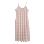 Pastel Pink Tattersall Pattern Print Jersey Midi Cami Dress