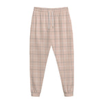 Pastel Pink Tattersall Pattern Print Jogger Pants
