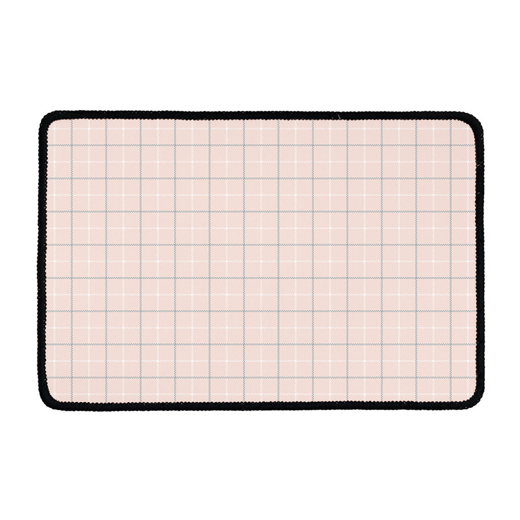 Pastel Pink Tattersall Pattern Print Kitchen Mat