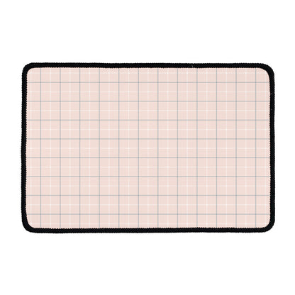Pastel Pink Tattersall Pattern Print Kitchen Mat