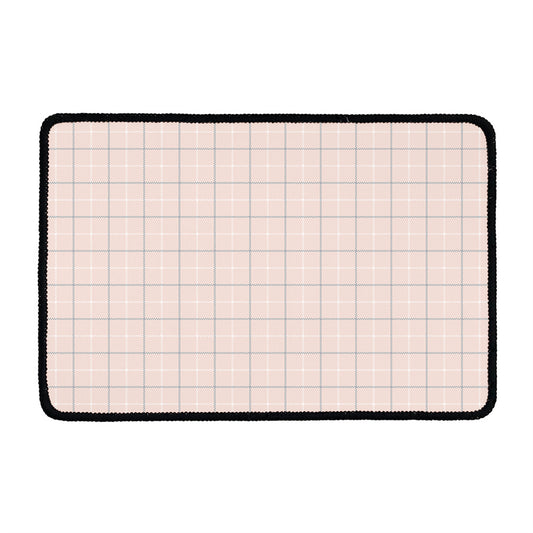 Pastel Pink Tattersall Pattern Print Kitchen Mat