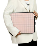 Pastel Pink Tattersall Pattern Print Laptop Sleeve