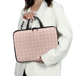 Pastel Pink Tattersall Pattern Print Laptop Sleeve With Handle